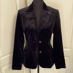 Burberry London black velvet fitted blazer size US 6